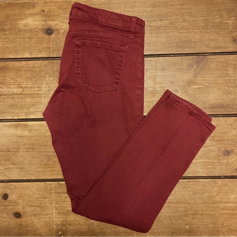 Kut From The Kloth Dark Red Skinny Jeans Mid Rise Size 28